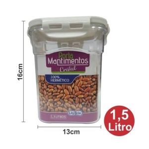 Porta Mantimentos Cristal Quad. 1,5L  1898 - PLASBRINK