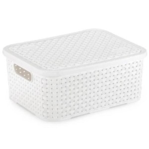 Cesto Rattan Multiuso Mini 2,5 Lts C / Tampa - BRANCO  1591 - PLASBRINK