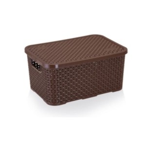 Cesto Rattan Multiuso Mini 2,5 Lts C / Tampa - MARROM  1607 - PLASBRINK