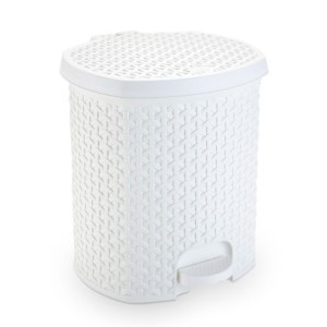 Lixeira Rattan C/Pedal 6L Branco  1575BR - PLASNORTHON
