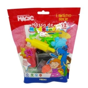 Massa Modelar C 6 Moldes+1 Rolo,12 Cores 300G - MAGIC KIDS