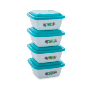 Pote com 4 peças 350ML quadrado decorado 3324 - Rainha