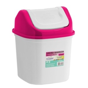 Lixeira Quadrado Basculante 7L - Branco Fechado  0418 - PLASMONT