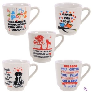 Caneca Lisa Branca Decorado Namorados REF 11 - HR