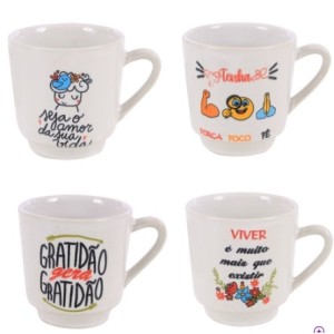 Caneca Lisa Branca Decorado Dizeres  14 - HR