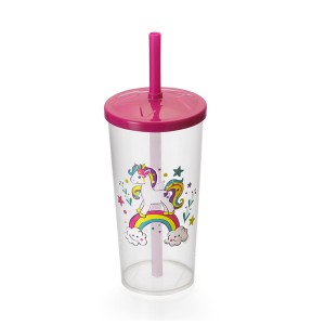 Copo com canudo 600ML unicornio  97.96 - injetemp