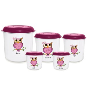 Jogo de mantimento decorado coruja com 5 peças   02.05 - Injetemp