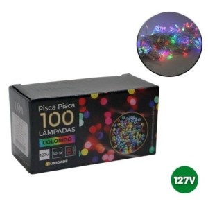 PISCA PISCA 100 LAMPADAS 127V NW009M1001 LED COLORIDO 8F FIO TRANSPARENTE NEWWAY